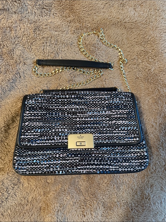 kate spade Handbags - kate spade Black and White Tweed Chain Shoulder Bag with Gold Hardware